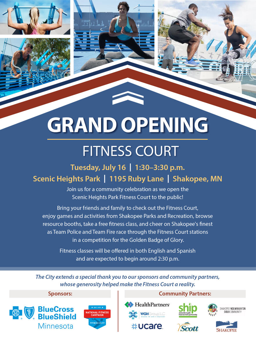 Event invite advertising a fitness court grand opening from 2024