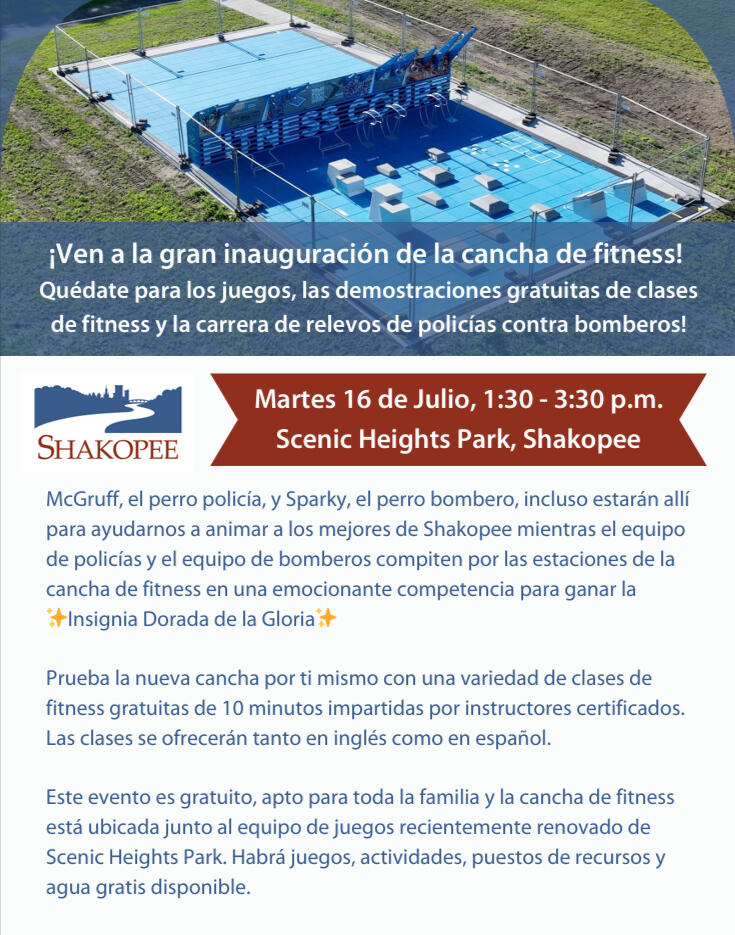 An event invite in Spanish for a Fitness Court grand opening that happened in 2024